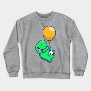 Cute Dinosaur Floating With Balloon Cartoon Crewneck Sweatshirt